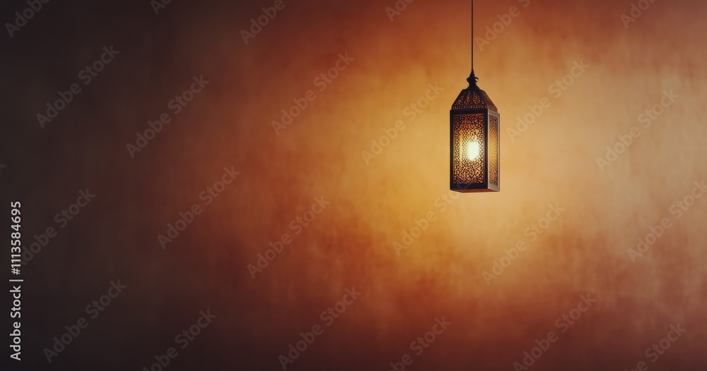 Poster warm glow of a lantern illuminating a soft background at dusk in a cozy setting