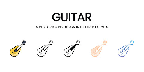 Guitar icons set in different style vector stock illustration