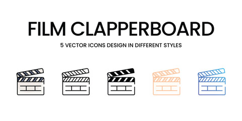 Film Clapperboard icons set in different style vector stock illustration