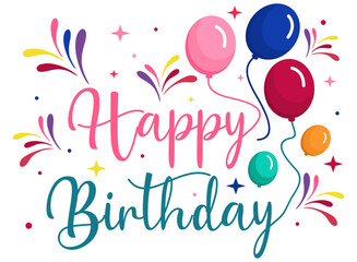 Happy birthday typography text. Vector Illustration