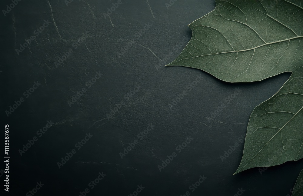 Poster close up view of green leaves showcasing intricate patterns and textures in natural light