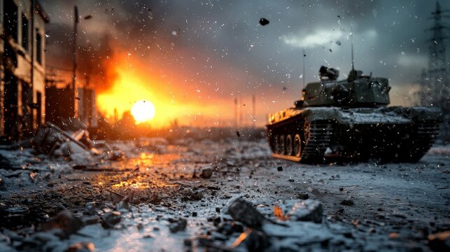 nuclear war world concept. Destruction and chaos from a war scene