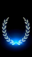 Obraz premium Blue Glowing Laurel Wreath Background