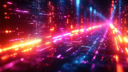 Naklejka premium Vibrant Futuristic Digital Energy Pulsing Through the Cosmic Realm