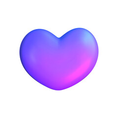 3D heart hologram gradient. 3d y2k chrome metal heart. Render vector holographic