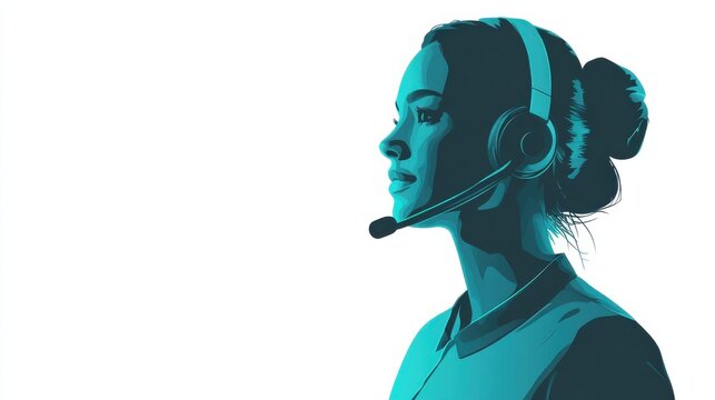 A call center operator with a headset, assisting customers over the phone