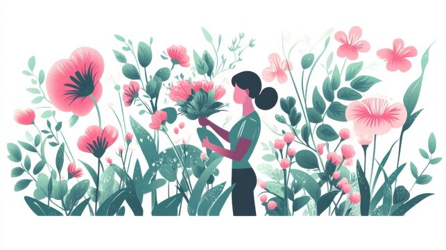 A florist creating a bouquet with vibrant flowers for a special occasion