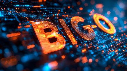 Glowing Big O Notation Abstract Background in Neon Colors for Programming and Data Structures Analysis
