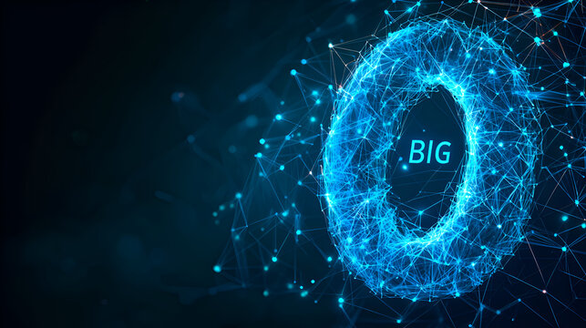 Big O Notation Abstract Design in Neon Blue for Technology and Data Analysis