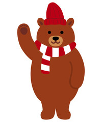 マフラーをつけたかわいいクマのイラスト