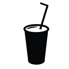 A black cup with a straw in it