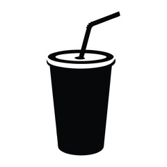 A black cup with a straw in it