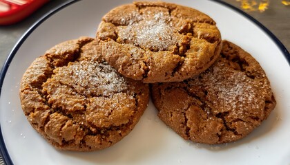 Velvety chocolate cookies with a fudgy center, rich and indulgent with dark chocolate chunks.