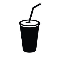 A black cup with a straw in it
