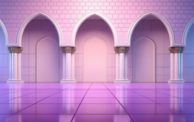Fototapeta premium Back Wall with Three Arches and Columns in Islamic Style