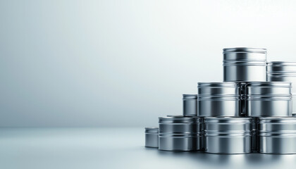 Metal cans stacked into sculpture, showcasing modern art design