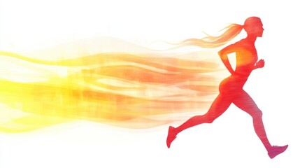 An athlete running a marathon, focused on the finish line