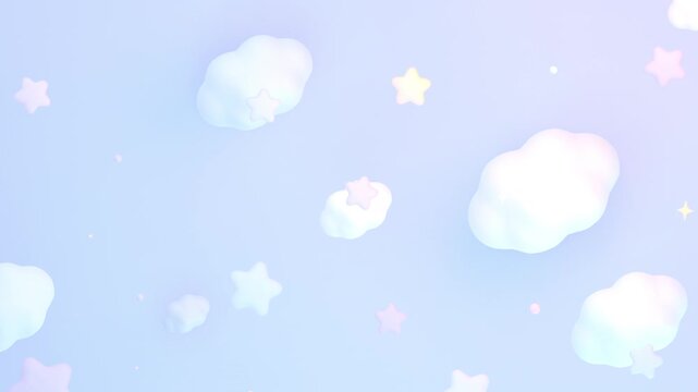 Looped pastel stars and clouds popping up in the sky animation.