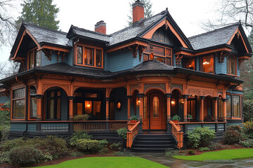 Obraz premium Elegant Victorian Era Home Architectural Design