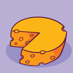 Round Cheese cartoon cute hand drawn illustration