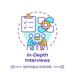 In-depth interviews multi color concept icon. Human resources. Survey, feedback. Round shape line illustration. Abstract idea. Graphic design. Easy to use in infographic, presentation