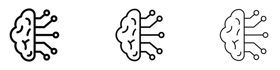 AI brain icons in tree different stroke sizes