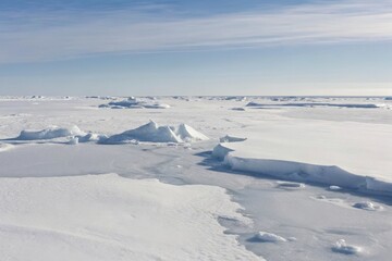 Snowy Arctic Landscape with Icy Terrain and Crisp Horizons