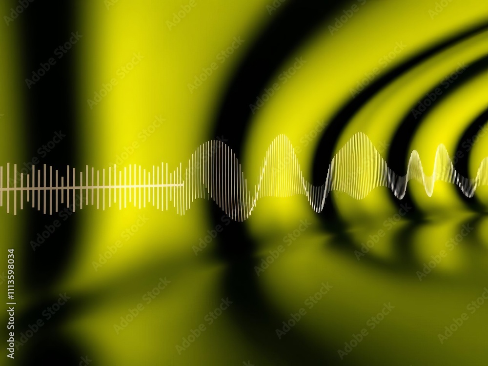 Poster abstract wave of musical notes floating in a smooth, 3d rendered digital space, harmony, 3d renderin