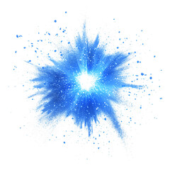 Blue light burst with stunning beams and a soft glow isolated on white & transparent a background.