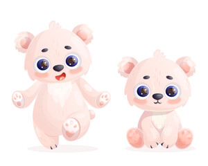 Cute white polar bear. Cartoon animal character. Vector illustration. Kids collection. Polar Bear Day