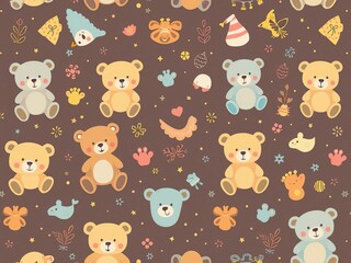 Adorable bear pattern design for kids, perfect for bedding fabric, wallpaper, wrapping paper, textile, t-shirt, textile, baby shower