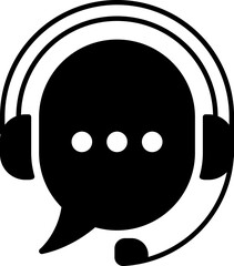 Live chat icon. Online support. Call center icon. Headphones - Live chat, message, speech bubble. Vector illustration isolated on white background.
