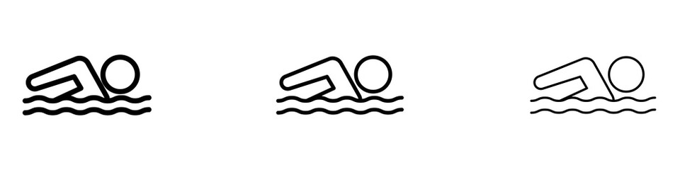 Swimming icons in tree different stroke sizes