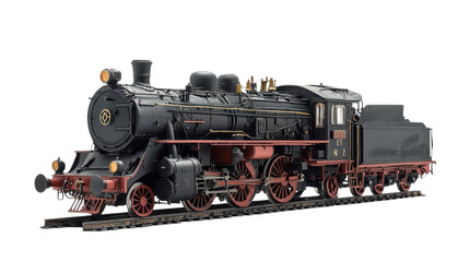 Intricately designed steam locomotive showcases the artistry of its era, with shining metal details and classic wheels, evoking nostalgia for the golden age of rail travel