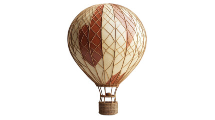 A beautifully crafted hot air balloon sits quietly on the grass, its warm colors glistening in the sunlight. The intricate patterns and textures invite attention and admiration