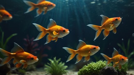 Naklejka premium Golden Fish Underwater