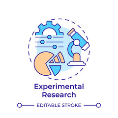 Naklejka premium Experimental research multi color concept icon. Laboratory equipment. Education, technology. Round shape line illustration. Abstract idea. Graphic design. Easy to use in infographic, presentation