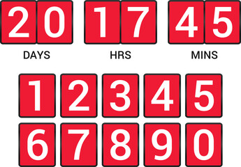 Countdown numbers flip counter. Counter with all numbers.