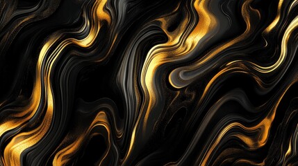 Obraz premium Black and Gold Abstract Swirl Pattern with Elegant Flowing Lines
