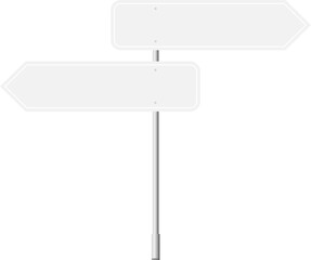 Various road, traffic signs. Highway signboard on a chrome metal pole. Blank white board with place for text. Information sign mockup.