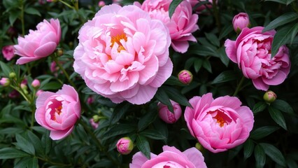 Obraz premium Vibrant Pink Peonies in Full Bloom: Perfect for Home Decor, Wall Art, or Greeting Cards