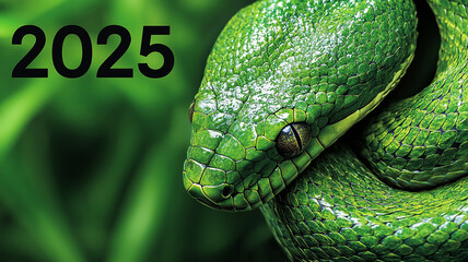 Obraz premium 2025 Year of the Snake on a Solid Background