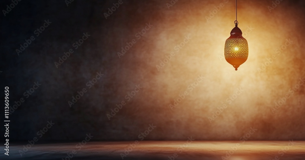 Poster warm glow of a lantern illuminating a soft background at dusk in a cozy setting