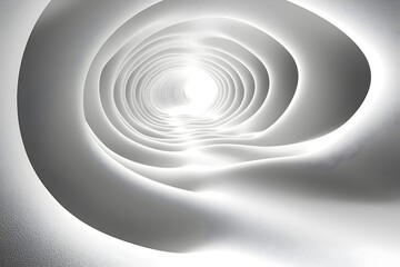 Fototapeta premium A mesmerizing abstract design featuring a spiral of soft white curves leading to a bright light, evoking a sense of infinite depth and tranquility.