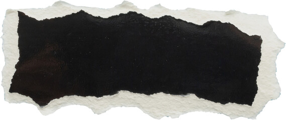 piece of black paper tear isolated on white background