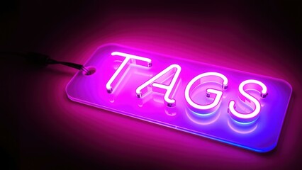Bright Neon Pink Tags Sign: Perfect for Modern Decor, Social Media, and Trendy Businesses - Illuminate Your Space with This Vibrant Neon Sign