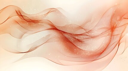 Fototapeta premium An abstract wave pattern in soft hues of orange and beige, creating a serene and dreamy atmosphere with flowing lines and subtle sparkles throughout.