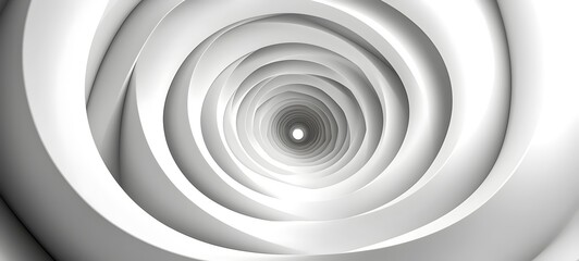 Fototapeta premium A mesmerizing spiral tunnel in shades of white, creating a sense of depth and infinite motion, perfect for conveying themes of modernity and minimalism.