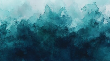 Obraz premium Abstract teal watercolor wash background texture.