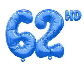 62th anniversary balloon blue number